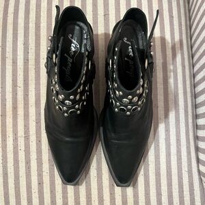 Free People Black Ankle Boots with Silver Studs size 36